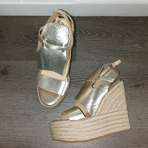 Gold Wedge Espadrille Sandals 8.5m